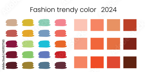 Fashionable color palette 2024. Forecast of trendy colors for 2024, fashionable colors of the season. Vector design illustration