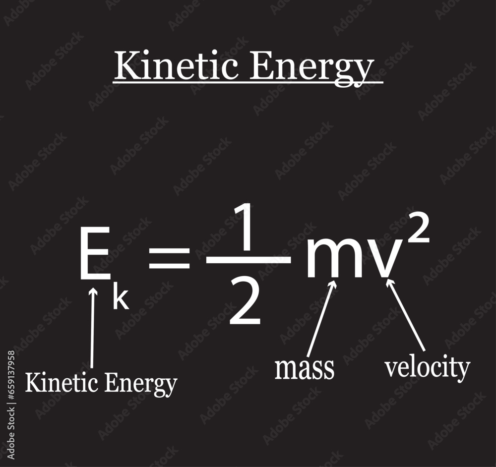 Fototapeta premium Kinetic energy formula, Kinetic Energy and Velocity equation. Vector illustration.