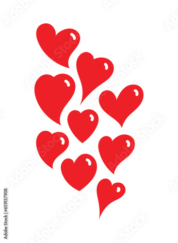 hand drawing red heart symbols. red hearts