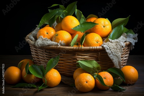 Fragrant Fresh ripe tangerines. Healthy natural food. Generate Ai