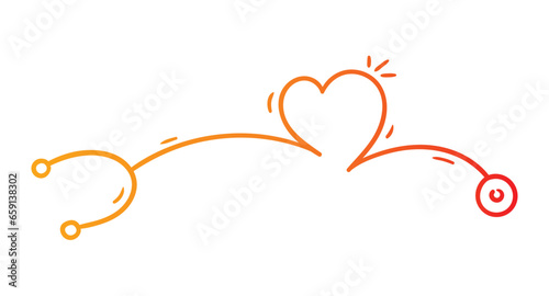hand drawing stethoscope and heart concept illustration