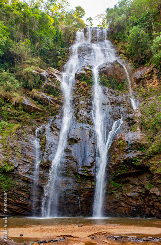 Waterfall among the trees of the Brazilian rainforest