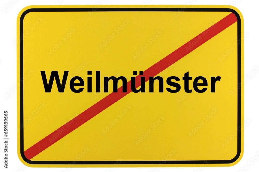 Illustration eines Ortsschildes der Gemeinde Weilmünster in Hessen Illustration eines Ortsschildes der Gemeinde Weilmünster in Hessen