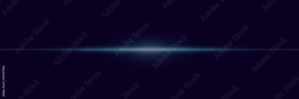 Abstract bright laser beam. Vector illustration. The effect of glare and a ray of light on a black background.