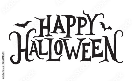 Spooky Happy Halloween Lettering. Handwritten Halloween Calligraphy For Greeting Cards, Posters, Banners, Flyers and Invitations. Halloween Text For Social Media Posts.