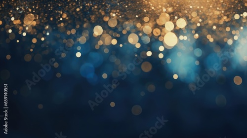 background of abstract glitter lights blue gold and black banner photo