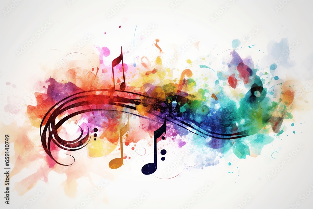 illustration, color music notes