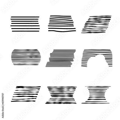 Hand drawn horizontal stripes. Sketch grunge brush pattern. Geometric ornament.