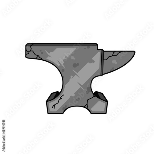 Blacksmith anvil. Symbol of work in forge. Forging and manufacturing of steel. Flat cartoon illustration isolated on white background