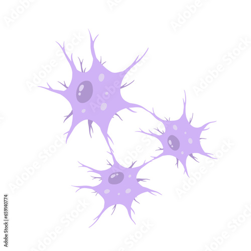 Neuron cell. Brain activity and dendrites. Membrane and the nucleus. Medical Concept of memory and connection. Educational illustration isolated on white