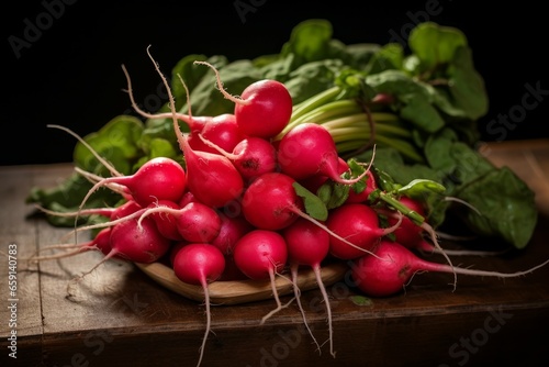 Tangy Freshly red radishes. Summer food. Generate Ai