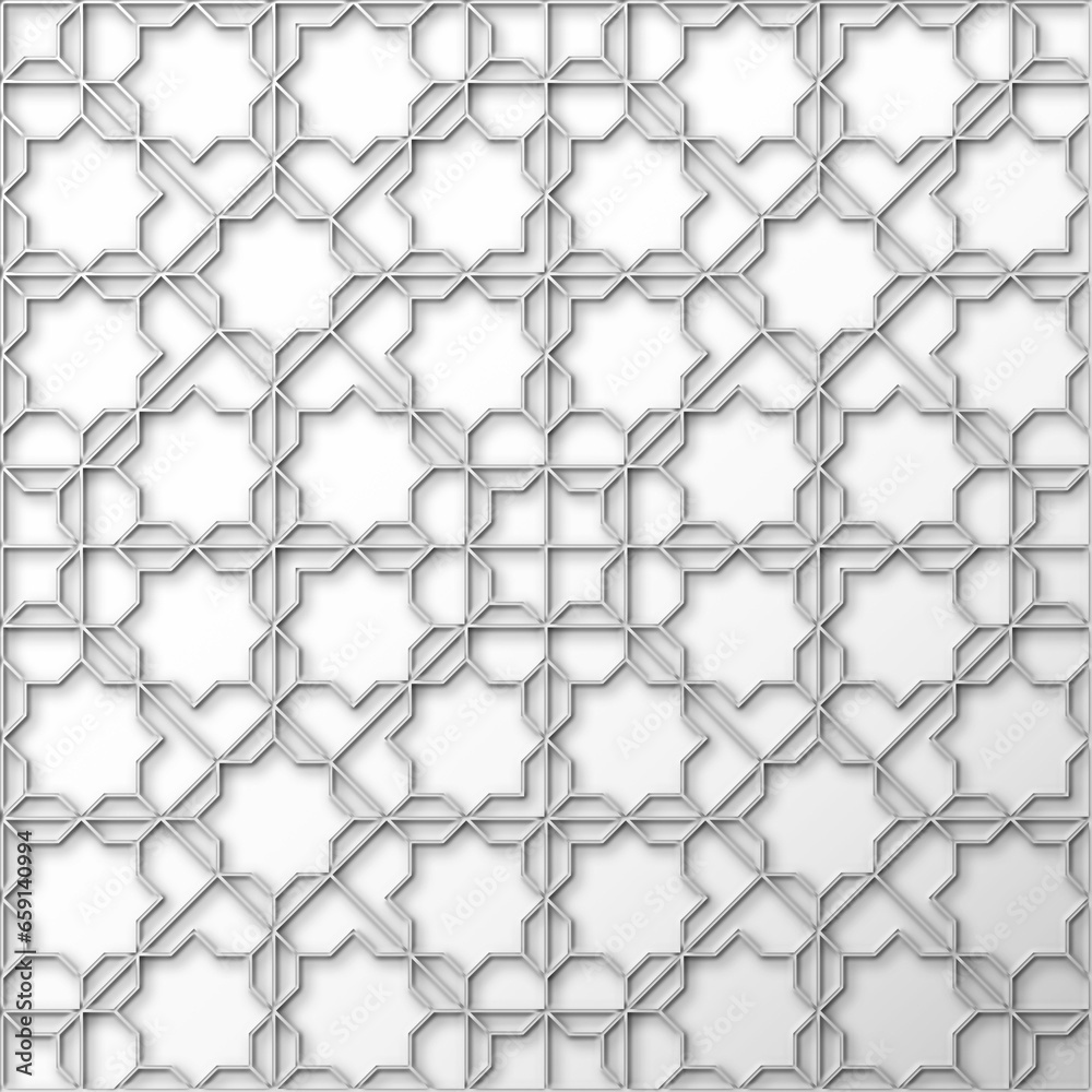 Naklejka premium White Line Geometric Seamless Pattern 3d Emboss