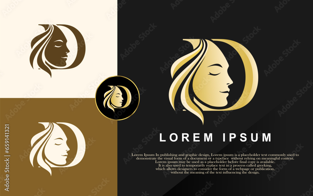 Letter D Beauty Logo, Vector Illustration Stock Vector | Adobe Stock