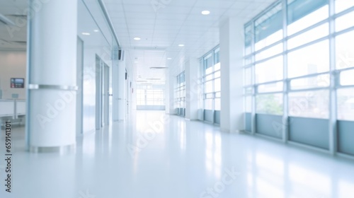 blur image background of corridor in hospital or clinic image 