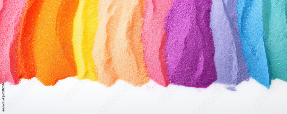 Colored rainbow stripes made from color sand