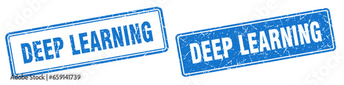 deep learning stamp set. deep learning square grunge sign