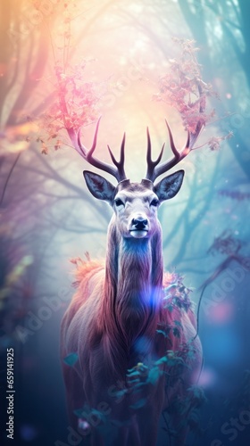 A majestic deer standing in the middle of a forest