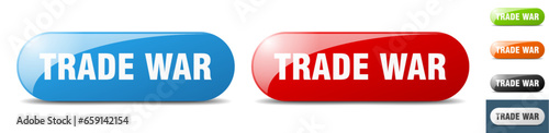 trade war button. key. sign. push button set