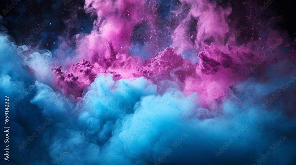 Fototapeta premium A blue and pink cloud filled with smoke