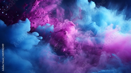 A blue and pink cloud filled with liquid