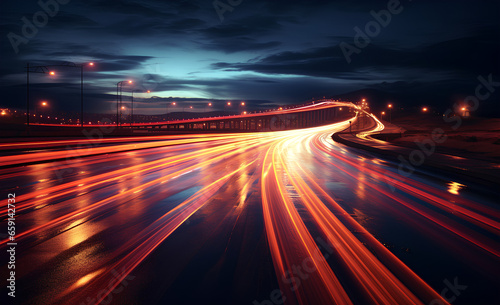 Speeding down a highway at night © MOUNSSIF