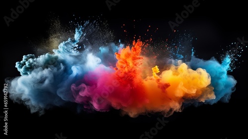 A group of colored smokes on a black background © NK