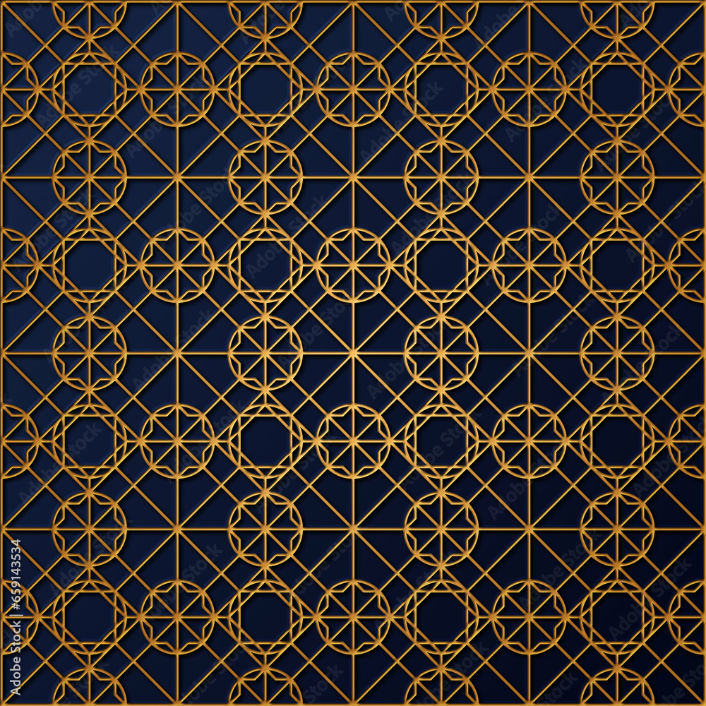 Blue and Gold Geometric Seamless Pattern 3d Emboss Blue and Gold Geometric Seamless Pattern 3d Emboss