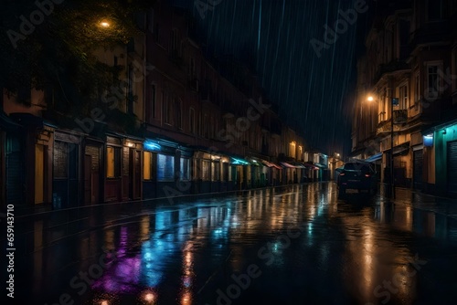 A RAINY NIGHT WICH IS DARK AND PEACEFULL BUT LONELY - AI Generative © Being Imaginative