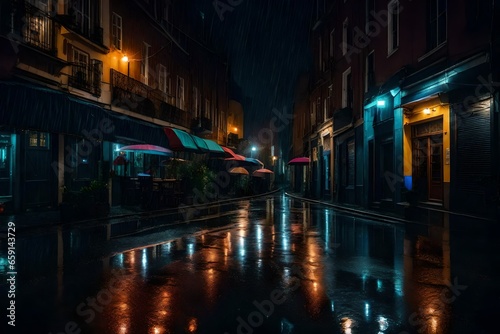 A RAINY NIGHT WICH IS DARK AND PEACEFULL BUT LONELY - AI Generative © Being Imaginative