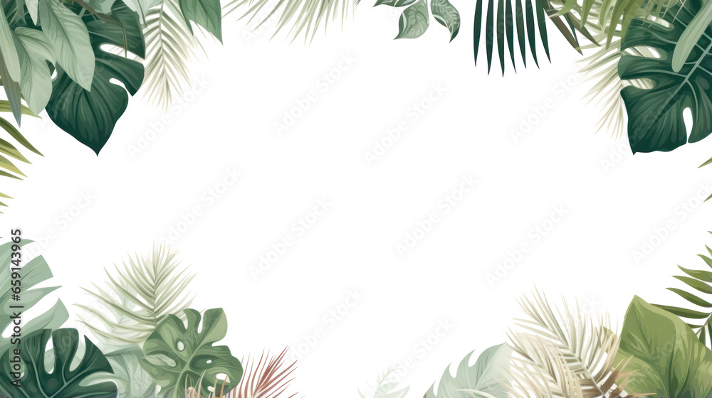 Tropical foliage border with space for text Tropical foliage border with space for text