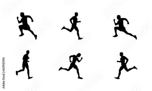 running man silhouettes set