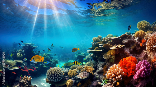 Underwater view ecosystem. Marine life in tropical waters © Irina Sharnina
