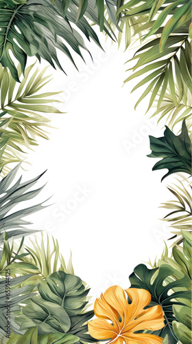 Tropical foliage border with space for text