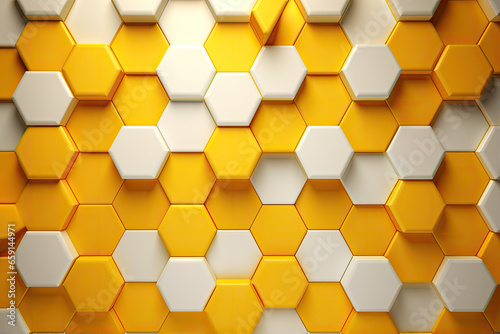 Fototapeta Naklejka Na Ścianę i Meble -  Yellow white honeycomb hexagon texture. abstract honey combs design background