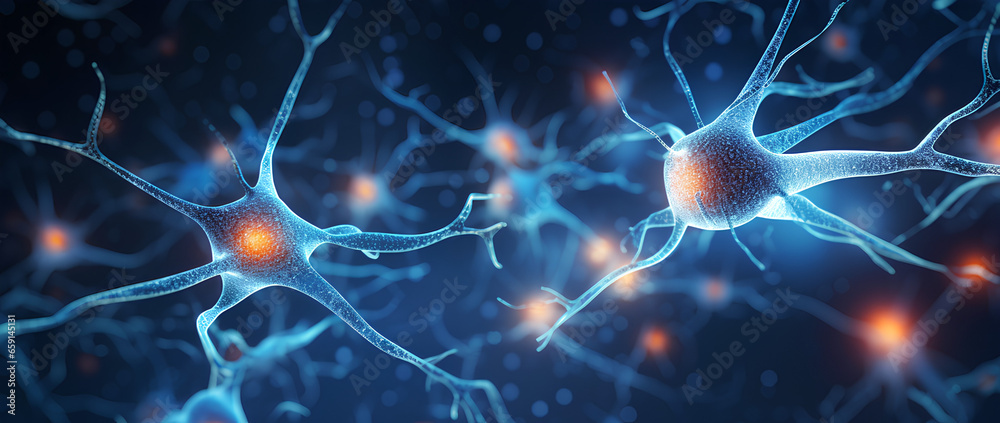 Neurons Brain Cell Medical Background - obrazy, fototapety, plakaty 