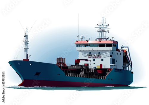 Detailed illustration of a medium sea tanker