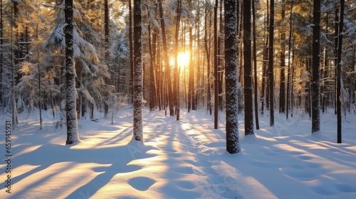 Trees in snow landscape background. Beautiful winter forest. Hello Winter concept.. © Oksana Smyshliaeva
