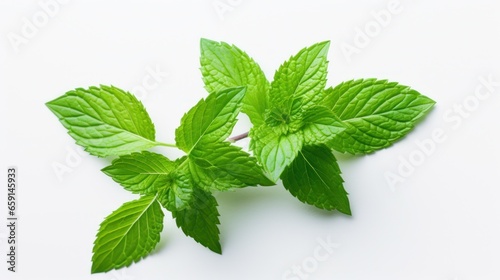 Peppermint Leaf on Seamless White Background