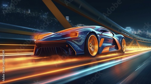 illustration  futuristic sports car powerful acceleration