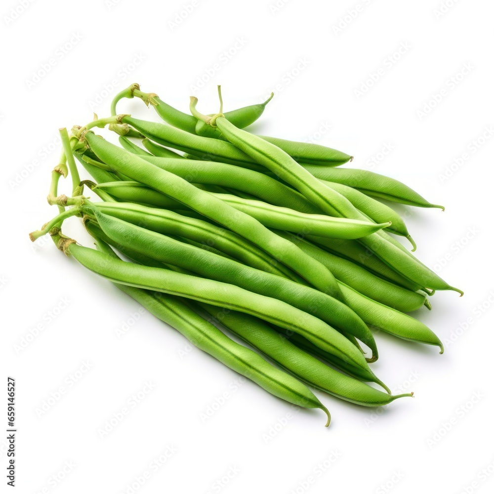 Fresh French Beans on Seamless White Background Fresh French Beans on Seamless White Background