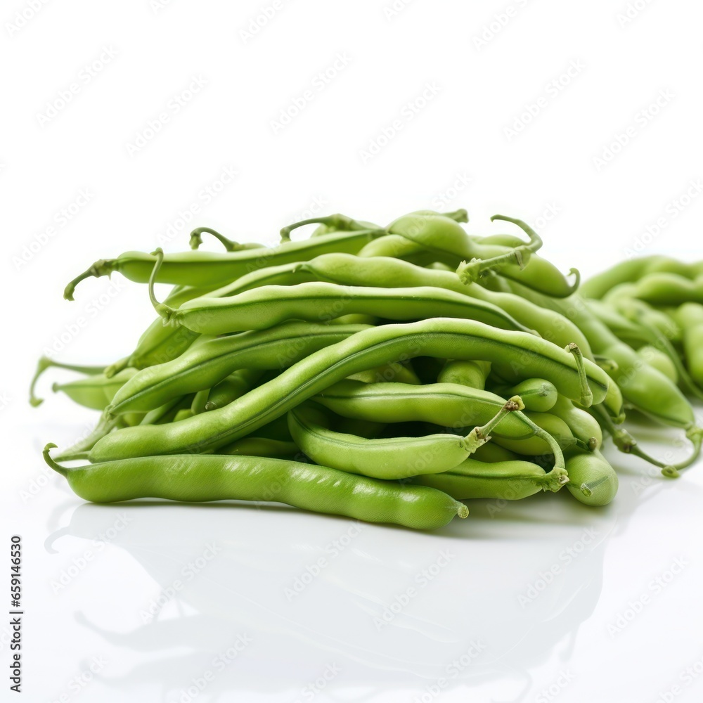 Fresh French Beans on Seamless White Background Fresh French Beans on Seamless White Background