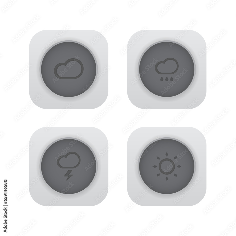 Weather icon set. Button style. Vector illustration. Weather icon set. Button style. Vector illustration.