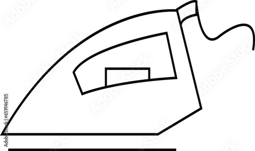 Iron flat line icons set. Home appliance, Steam generator iron. Simple flat vector for web site or mobile app.