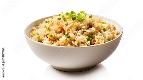 Garlic Fried Rice on White Background