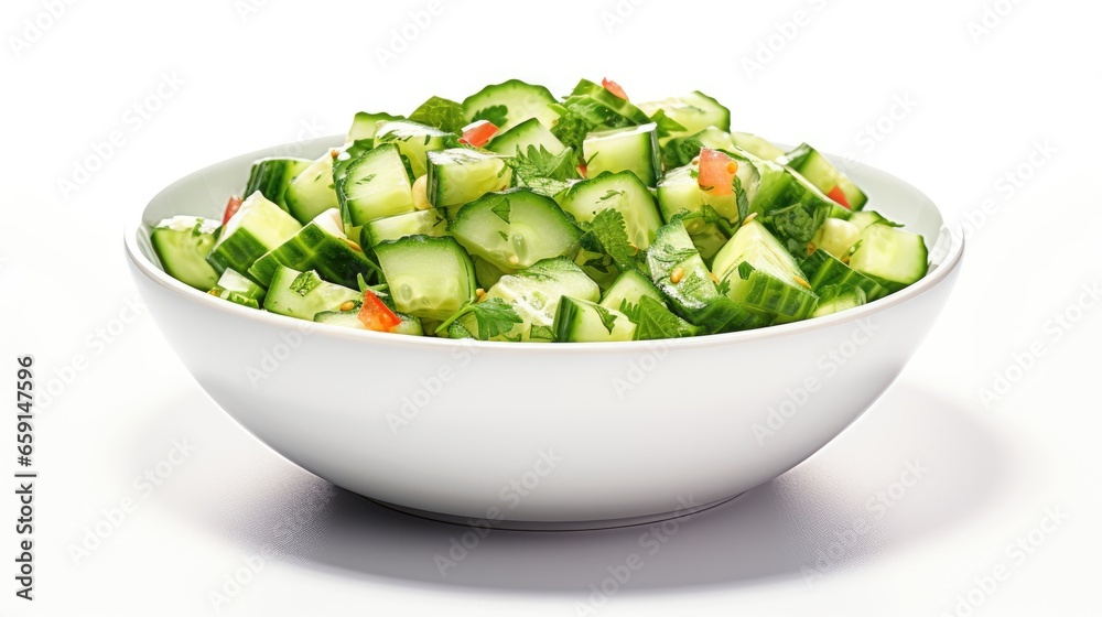 Cucumber Salsa in bowl on White Background Cucumber Salsa in bowl on White Background