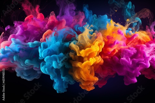 Colorful smoke explosion. Generative AI