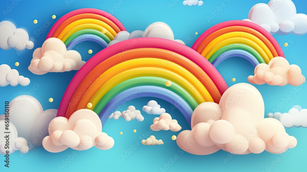 illustration, colorful rainbow with clouds illustration, colorful rainbow with clouds