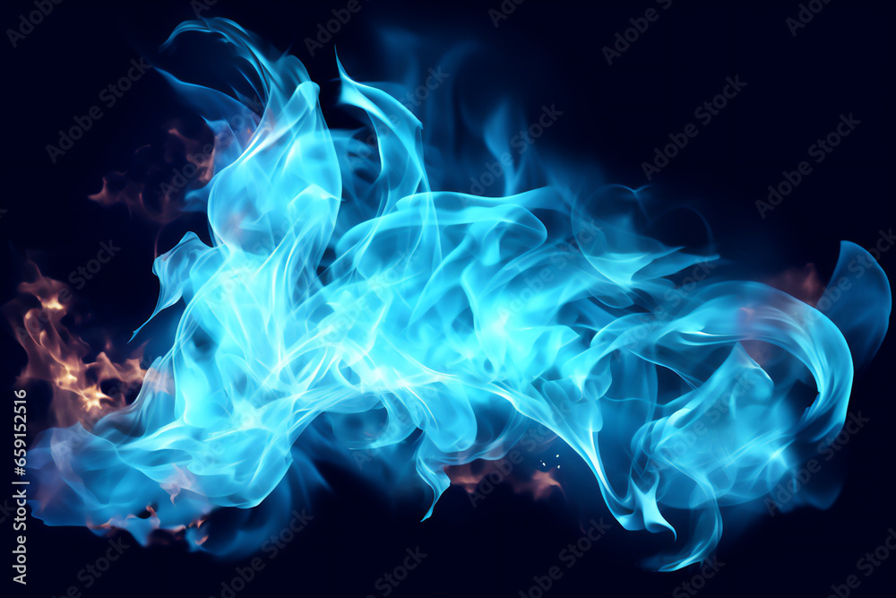 No smoke without fire on a black background outlining the concept of energy use and waste of gas fossil fuels in the environment, computer Generative AI stock illustration image