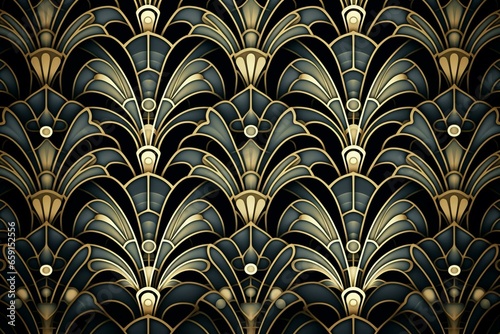 Abstract monochromatic pattern for wallpapers, fabrics, design. Tiles can combine. Inspired by art deco style. Generative AI