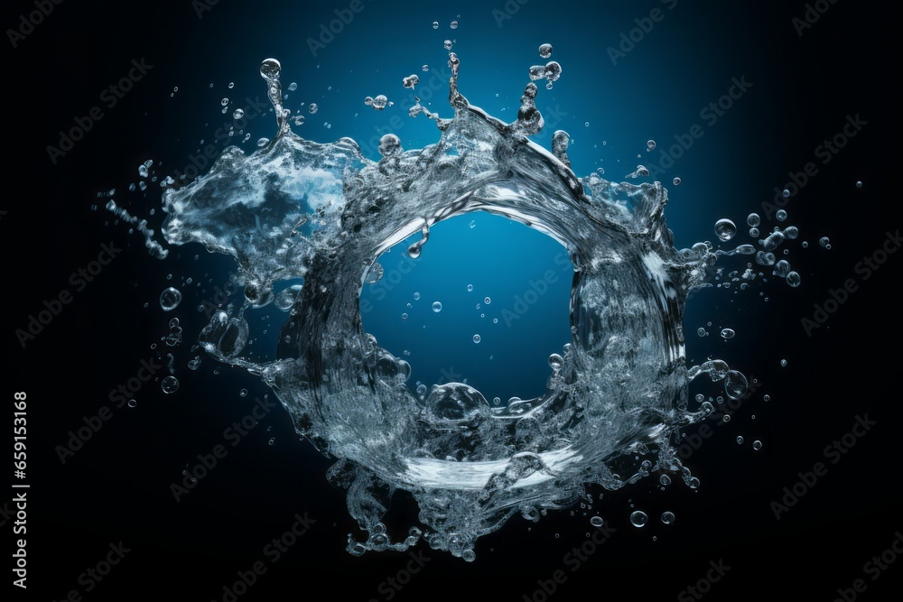 An Open Circle with Energetic Water Splashing, Capturing the Dynamic Beauty and Fluidity of Liquid in Motion. An Open Circle with Energetic Water Splashing, Capturing the Dynamic Beauty and Fluidity of Liquid in Motion.